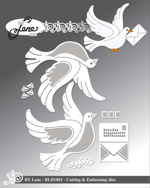 By Lene dies Carrier pigneon Due 6,4x5,7cm